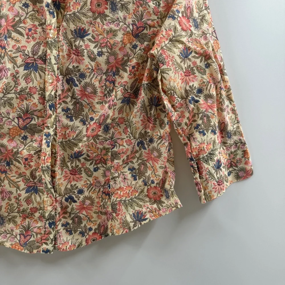 Talbots Petites Floral Button-Up Top – Women’s S